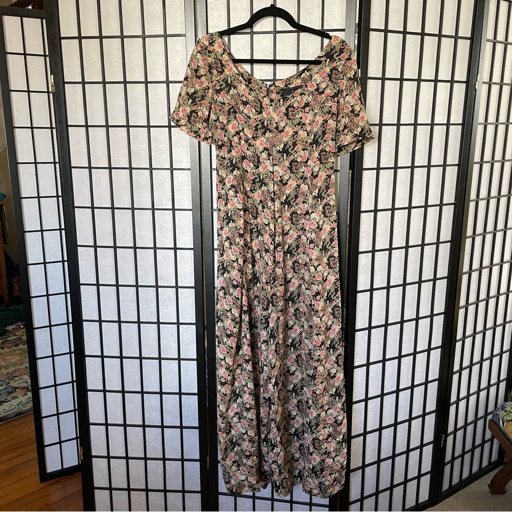 Vintage 90s gauzy floral dress jumpsuit Size XS